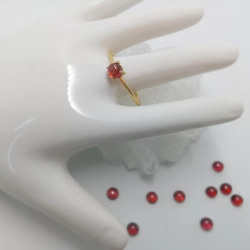 ガーネットの一粒リング マットゴールド 2枚目の画像