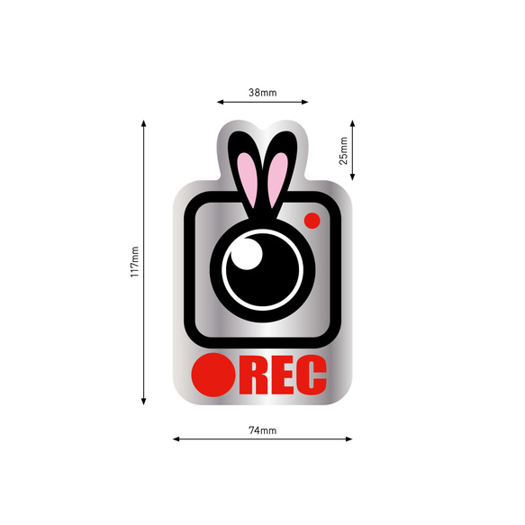 カメラうさぎ〈F〉 ●REC ドライブレコーダーステッカー 2枚目の画像