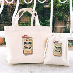 沖繩Orion生啤酒の日常 貓帆布束口袋 手工印製 Drawstring bag 第6張的照片