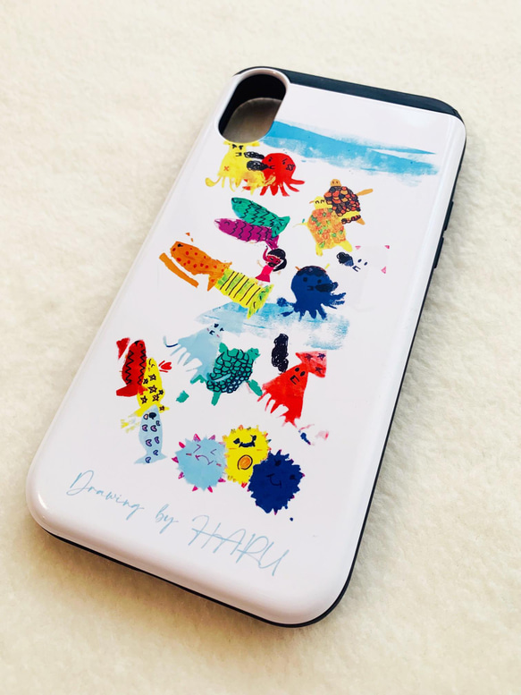 我が子の絵から作る  スライド iPhoneケース  背面ICカード収納 5枚目の画像