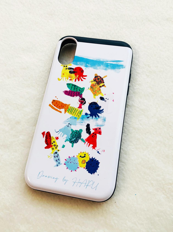 我が子の絵から作る  スライド iPhoneケース  背面ICカード収納 4枚目の画像