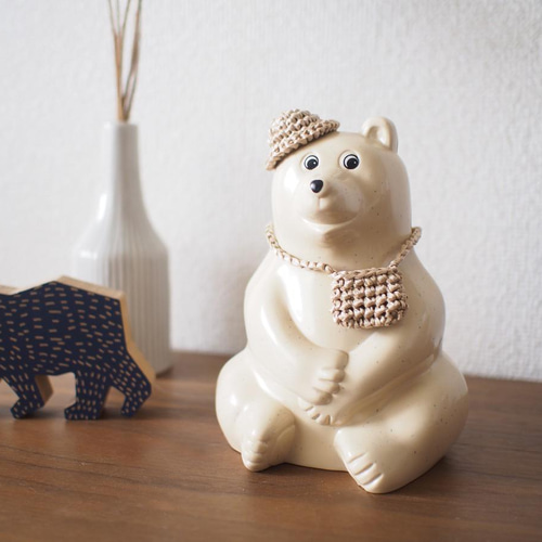 【受注制作】しろくま貯金箱　こどもの日のカブト⑤ホワイト 受注制作】しろくま貯金箱こどもの日のカブト⑤ホワイト