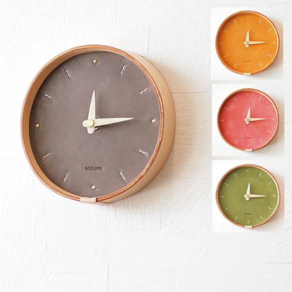 レザーカービング入り　掛け時計 時計 レザー クロック 掛け時計 本革 40107 掛け時計・置き時計