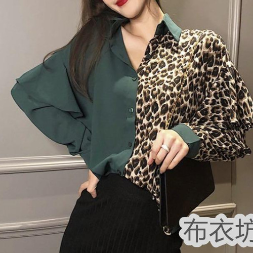 秋新作 レオパード柄 シャツ セパレート モード系 ロングシャツ ヒョウ