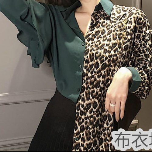 秋新作 レオパード柄 シャツ セパレート モード系 ロングシャツ ヒョウ