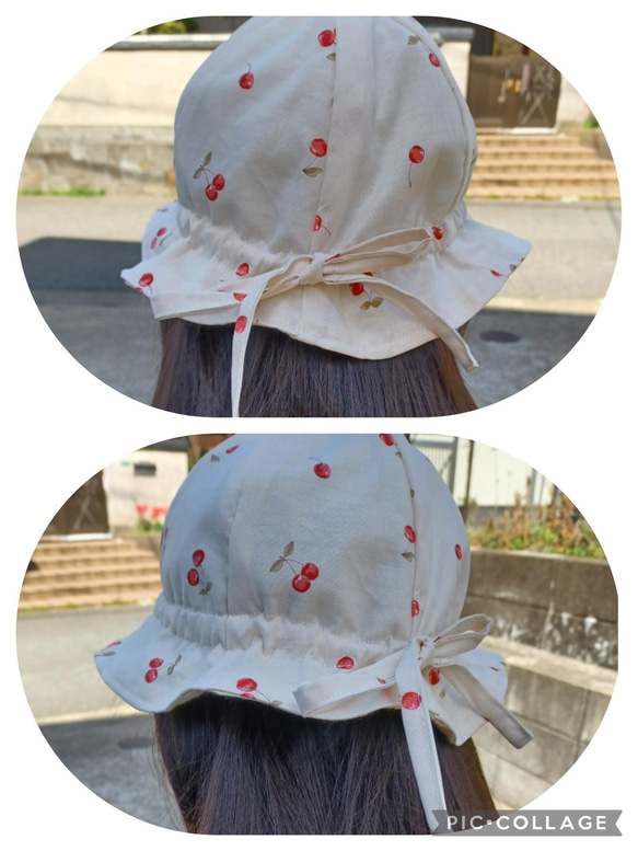 子供用夏用帽子　チューリップハット　ギンガムチェック 5枚目の画像