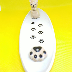 ポメラニアンクリームお香立て（犬）ペット供養 2枚目の画像