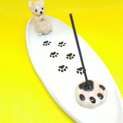 ポメラニアンクリームお香立て（犬）ペット供養 5枚目の画像