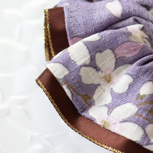 和柄】大人可愛いドビー織りのシュシュ✰サテンリボン付き☆桜/さくら