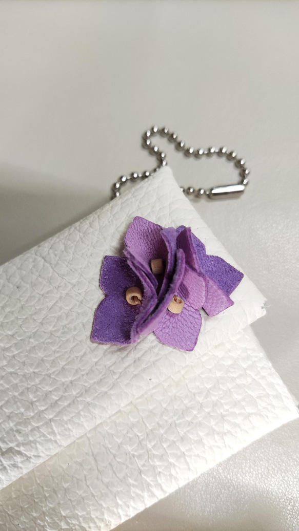 本革　紫陽花の小物入れ 4枚目の画像