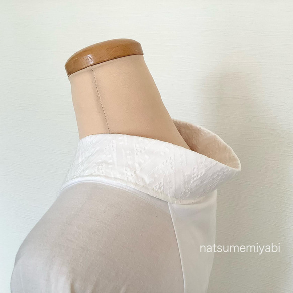 ◇楽ちん綺麗なナツメミヤビのうそつき衿（三角レースWH）着付け師考案・襦袢いらず・夏着物・浴衣に最適 5枚目の画像