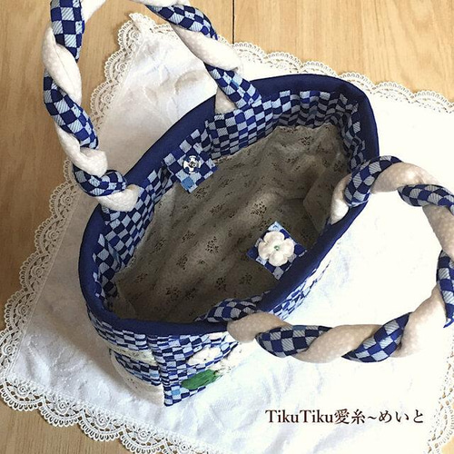 紫陽花　ハンドメイド　トートバッグ　刺繍　紫陽花　２つ ☆お値下げ！☆紫陽花モチーフのビーズ刺繍バッグ（こげ茶