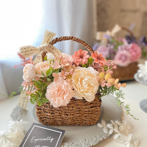 バスケットアレンジメントcp】アーティフィシャルフラワー 母の日 母の