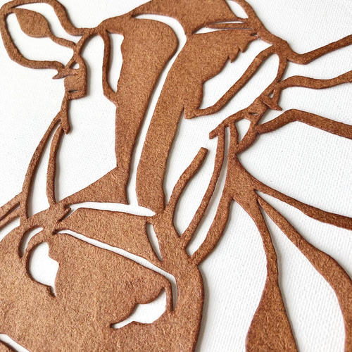 □送料無料□ Leather Picture - 革の切り絵 / Cow - その他アート 