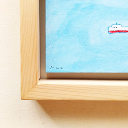 原画「静かな海」水彩イラスト　※木製額縁入り 6枚目の画像
