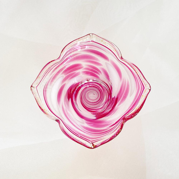 紫陽花のうつわ/きれいピンク（小物入れ・お香立て）トンボ玉＆お香付き 4枚目の画像