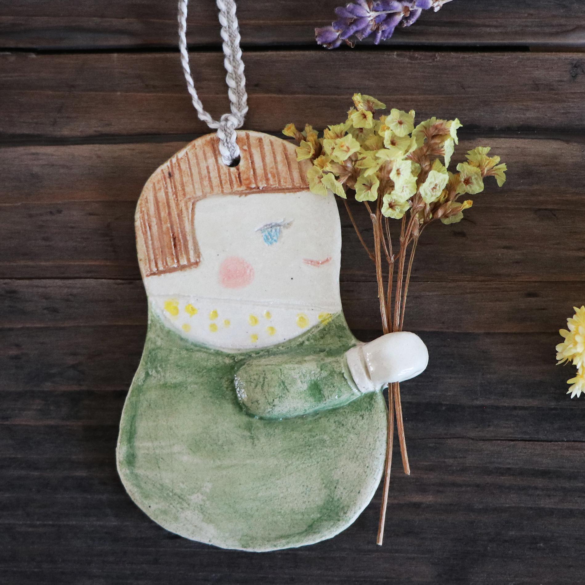 13758901 フラワー・ガーデニング 陶器製女性オーナメント 花髪型