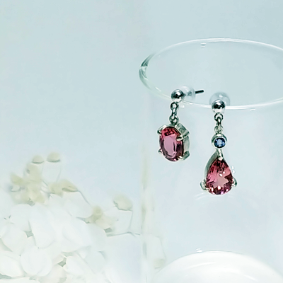 〈sv925〉ピンクトルマリンとブルートパーズのピアス