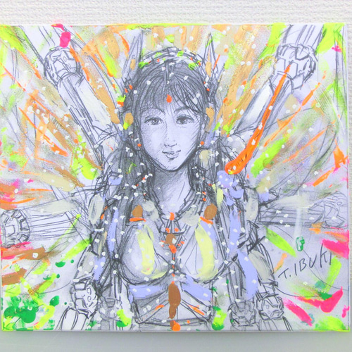 原画「未来の人」 イラストボード27×23㎝ パワーアート 絵画 息吹 友也