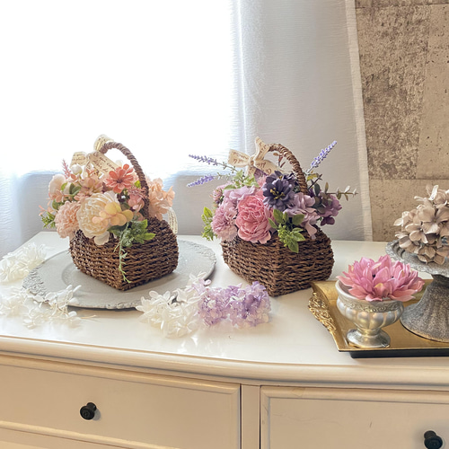 バスケットアレンジメントmb】アーティフィシャルフラワー 母の日 母の