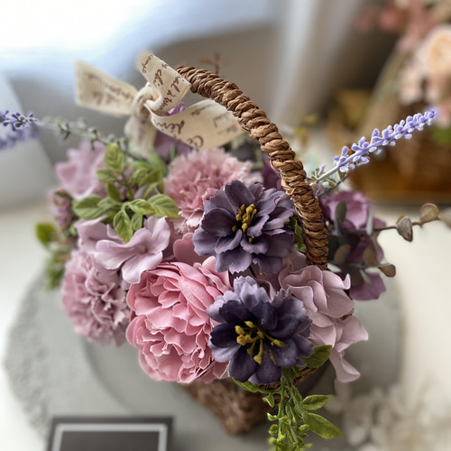 バスケットアレンジメントmb】アーティフィシャルフラワー 母の