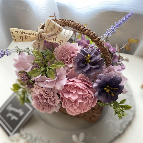 バスケットアレンジメントmb】アーティフィシャルフラワー 母の日 母の