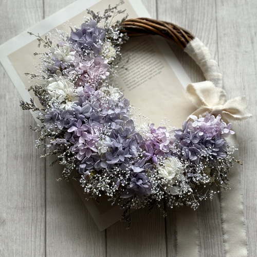 SOLD 大人シックパープルハーフリース ドライフラワー グニー