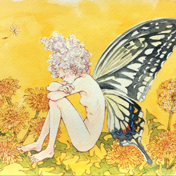 ブルーロータス 青い蓮 画家 小楠アキコ作品 額装サイズ20×20cm 絵画