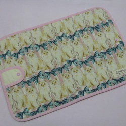 １１９０．大人可愛い　リボン猫　母子手帳ケースM　ピンク×緑　手帳カバー　再販　 3枚目の画像