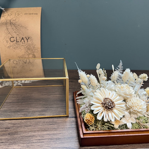 ガラスケース入り プリザーブドフラワー ドライフラワー アンティーク