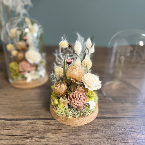 クリアガラスドーム コルク蓋 ドライフラワー ナチュラル アンティーク