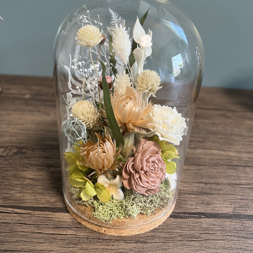クリアガラスドーム コルク蓋 ドライフラワー ナチュラル