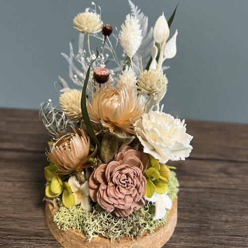 クリアガラスドーム コルク蓋 ドライフラワー ナチュラル アンティーク