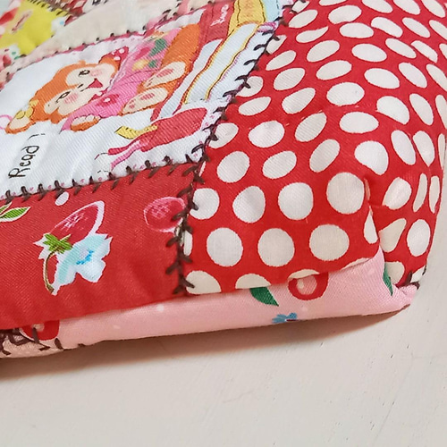 ハンドメイド ポーチ クレイジーキルト レトロアニマル クマちゃん  