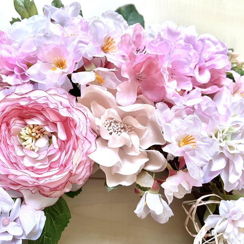 ピンクローズとピオニーとラナンキュラスの豪華特大スウィートリース