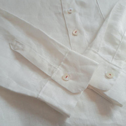 【受注制作】スタンドカラーのリネンシャツ　オフホワイト 9枚目の画像