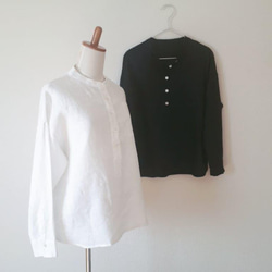 【受注制作】スタンドカラーのリネンシャツ　オフホワイト 10枚目の画像