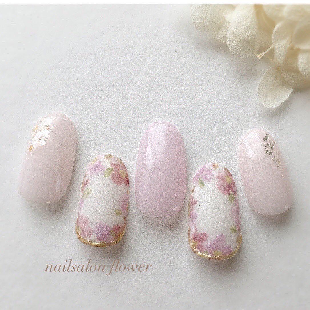 ♡ドライフラワーで春ネイル♡ネイルチップ　ハンドメイド