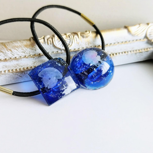 NO.721 船とクラゲ☆レジンヘアゴム ブローチ NO.721 船とクラゲ