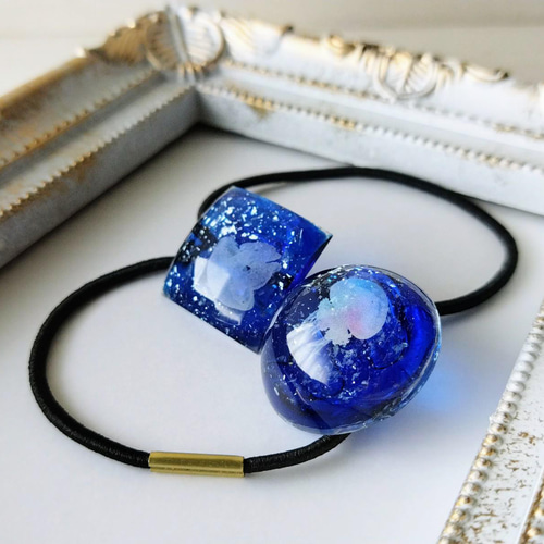 半球の深海クラゲヘアゴム / 海 / 海の中 / レジン ヘアゴム 華昇 優羽