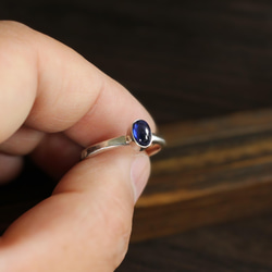 サファイアシルバーリング サファイアの指輪】オーバルカボション 重ね付けも楽しめるシンプル