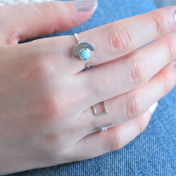 Semi sphere ring_Larimar　ラリマー　天然石シルバーリング　スカイブルー 3枚目の画像