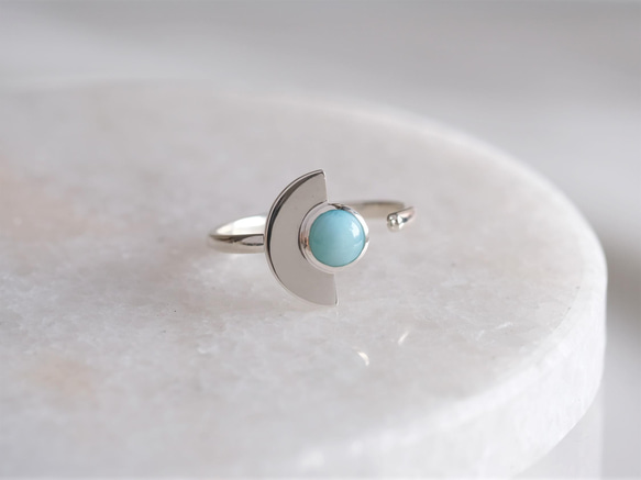 Semi sphere ring_Larimar　ラリマー　天然石シルバーリング　スカイブルー 7枚目の画像