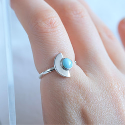 Semi sphere ring_Larimar　ラリマー　天然石シルバーリング　スカイブルー 6枚目の画像