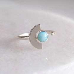 Semi sphere ring_Larimar　ラリマー　天然石シルバーリング　スカイブルー 1枚目の画像