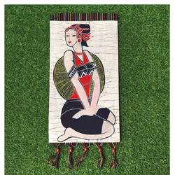 中国 バティック 民族トライバルアート ペインティング ３１x６２cm 漢民族 インテリア ルーム 装飾 #447 1枚目の画像