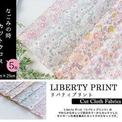 リバティ【カットクロス】「なごみの時」ピンク・オレンジ系　5種セット　生地　はぎれ　布　綿　LIBERTY 2枚目の画像