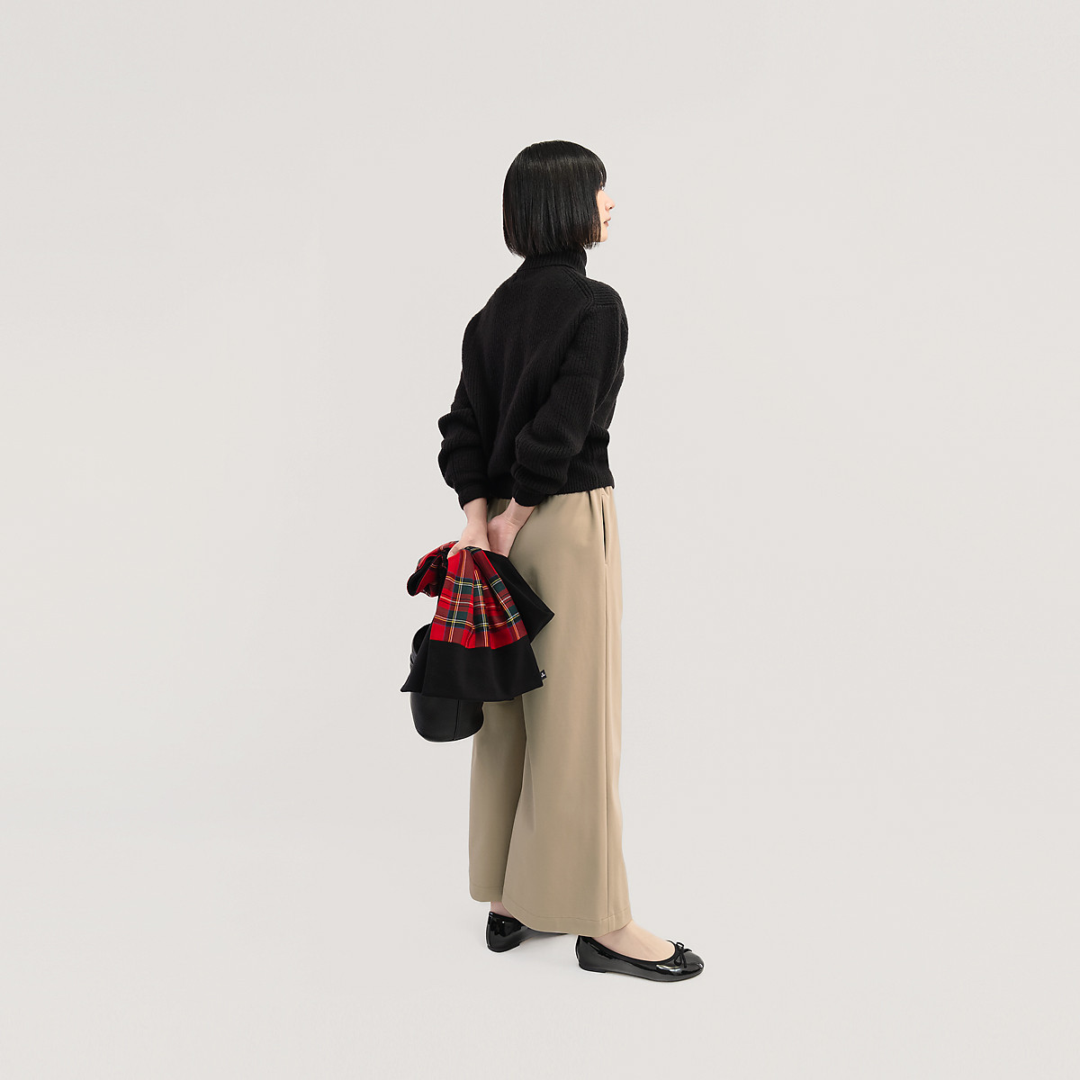 5色 楽なのにきちんと見える フォーマルOK 上質カットソー ワイドパンツ ●CORALIE-WP●