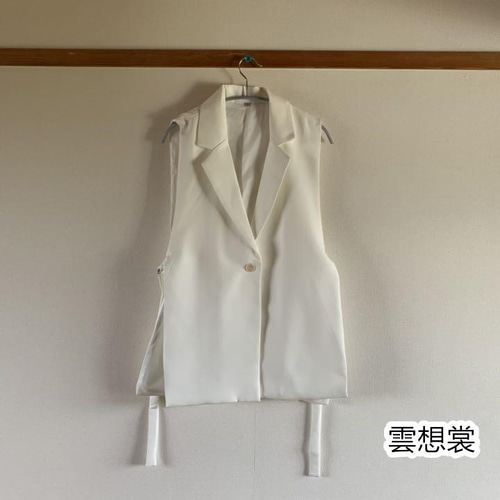 新品　theory コットンツイル素材　テーラードベスト　ジレ　白 新品 theory コットンツイル素材 テーラードベスト ジレ 白