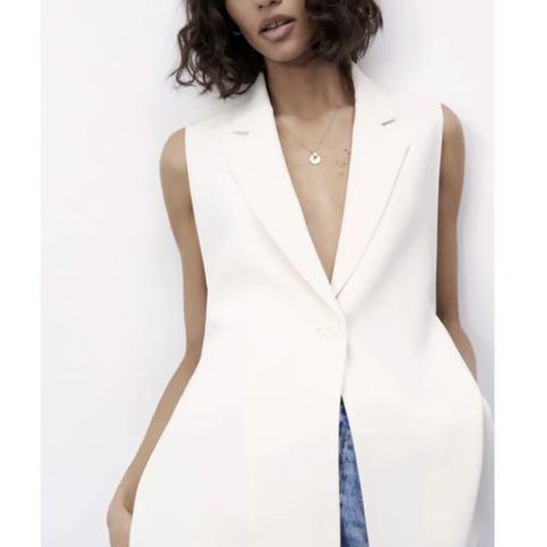 夏スリットベスト ベスト ジレ テーラード 白 ホワイト L